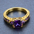 Purple Amethyst Geometric Ring(February Birthstone) - Bamos