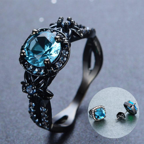Women Blue Topaz Jewelry Set(December Birthstone) - Bamos