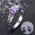 Women Purple Amethyst Wedding Jewelry Set(February Birthstone) - Bamos