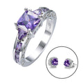 Women Purple Amethyst Wedding Jewelry Set(February Birthstone) - Bamos