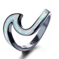 Women Opal Wave Ring(Black Gold) - Bamos