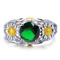 925 Sterling Silver Emerald Daisy Ring - Bamos