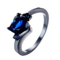 Blue Sapphire Heart Wedding Ring - Bamos