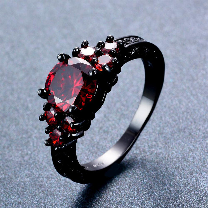 Garnet Round Ring (January Birthstone) - Bamos