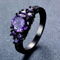 Purple Amethyst Round Ring (February Birthstone) - Bamos