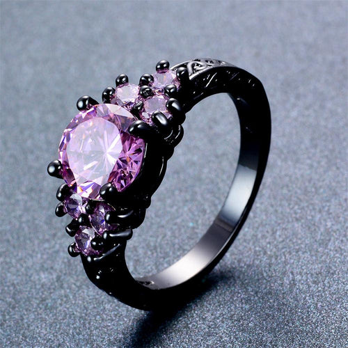Pink Sapphire Round Ring (October Birthstone) - Bamos