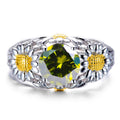 925 Sterling Silver Peridot Daisy Ring - Bamos