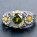 925 Sterling Silver Peridot Daisy Ring - Bamos