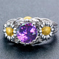 Purple Amethyst Daisy Ring (February Birthstone) - Bamos