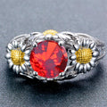 Garnet Daisy Ring (January Birthstone) - Bamos
