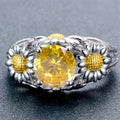 Yellow Topaz Daisy Ring(December Birthstone) - Bamos