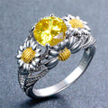 Yellow Topaz Daisy Ring(December Birthstone) - Bamos