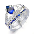 Blue Sapphire Heart Ring Set - Bamos