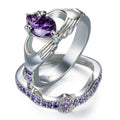 Purple Amethyst Heart Ring Set - Bamos