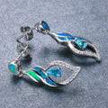 Blue/White Opal Water Drop Earrings - Bamos