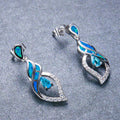 Blue/White Opal Water Drop Earrings - Bamos