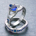 Blue Sapphire Heart Ring Set - Bamos