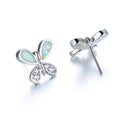 White/Blue Opal Butterfly Stud Earrings - Bamos