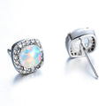 White/Blue Opal Round Stud Earrings - Bamos