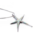 White/Blue Fire Opal Starfish Pendant Necklace - Bamos