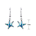 Blue/White Fire Opal Starfish Dangle Earrings - Bamos