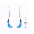 Blue/White Opal Moon Drop Earrings - Bamos