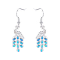 Blue/White Opal Peacock Dangle Earrings - Bamos