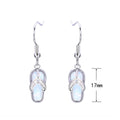 Blue/White Fire Opal Dangle Earrings - Bamos