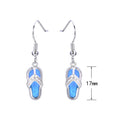 Blue/White Fire Opal Dangle Earrings - Bamos