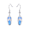 Blue/White Fire Opal Dangle Earrings - Bamos