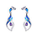 Blue/White Opal Water Drop Earrings - Bamos