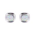 Blue/White Opal Square Stud Earrings - Bamos