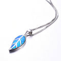 Leaf Shape Pendant Necklace (Blue Fire Opal) - Bamos
