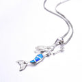 Mermaid Pendant Necklace (Blue Fire Opal) - Bamos