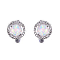 White/Blue Opal Round Hoop Earrings - Bamos