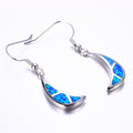 Blue/White Opal Moon Drop Earrings - Bamos
