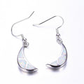 Blue/White Opal Moon Drop Earrings - Bamos