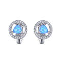 Blue/White Opal Triangle Hoop Earrings - Bamos