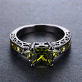 Peridot Geometric Wedding Ring(August Birthstone) - Bamos