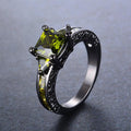 Peridot Geometric Wedding Ring(August Birthstone) - Bamos