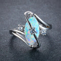 Women White/Blue Opal Ring (S Style) - Bamos