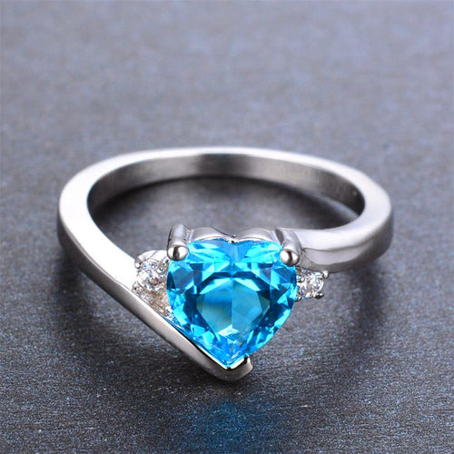 Aquamarine Heart Ring - Bamos
