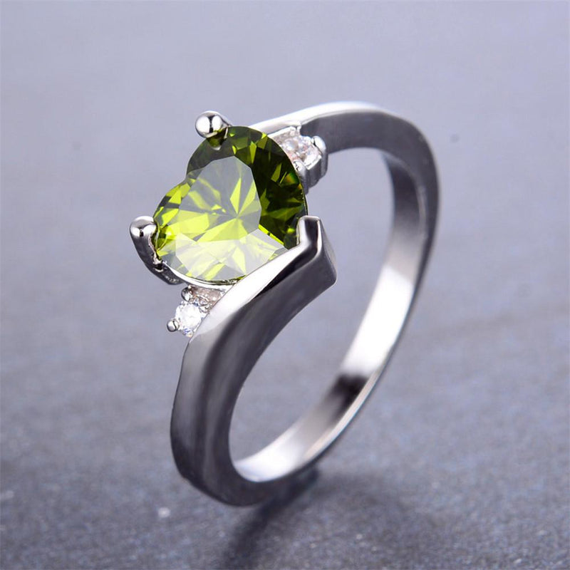 Peridot Heart Wedding Ring - Bamos