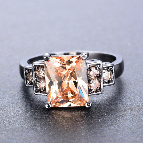 Women Champagne Geometric Ring(November Birthstone) - Bamos