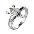 White & Blue Opal Turtle Ring - Bamos