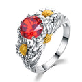 Garnet Daisy Ring (January Birthstone) - Bamos