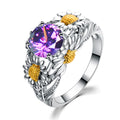 Purple Amethyst Daisy Ring (February Birthstone) - Bamos