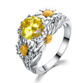 Yellow Topaz Daisy Ring(December Birthstone) - Bamos