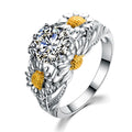925 Sterling Silver Daisy Diamond Ring - Bamos