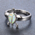 White & Blue Opal Turtle Ring - Bamos